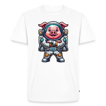 Astronaut Pig Space Universe Cosmonaut - Men's Premium Organic T-Shirt - white - Front - Nico (187cm)