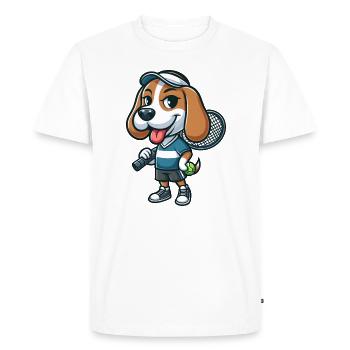 Funny Beagle Playing Tennis Comic for Tennis Fans - Men's Premium Organic T-Shirt - white - Front - Nico (187cm)