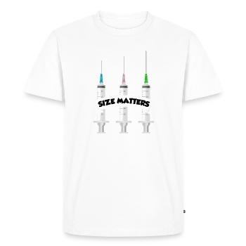 Size matters - funny squirting design - Men's Premium Organic T-Shirt - white - Front - Nico (187cm)