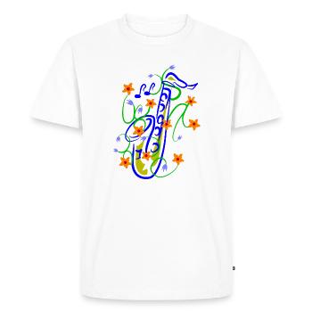 Saxophone ludique Florence Illustration - T-shirt Premium bio Homme - blanc - Devant - Nico (187cm)