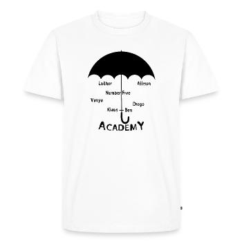 Parapluie academy, Luther, Allison, Vanya...noir - T-shirt Premium bio Homme - blanc - Devant - Nico (187cm)