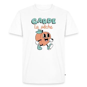 Garde la pêche ! - T-shirt Premium bio Homme - blanc - Devant - Nico (187cm)