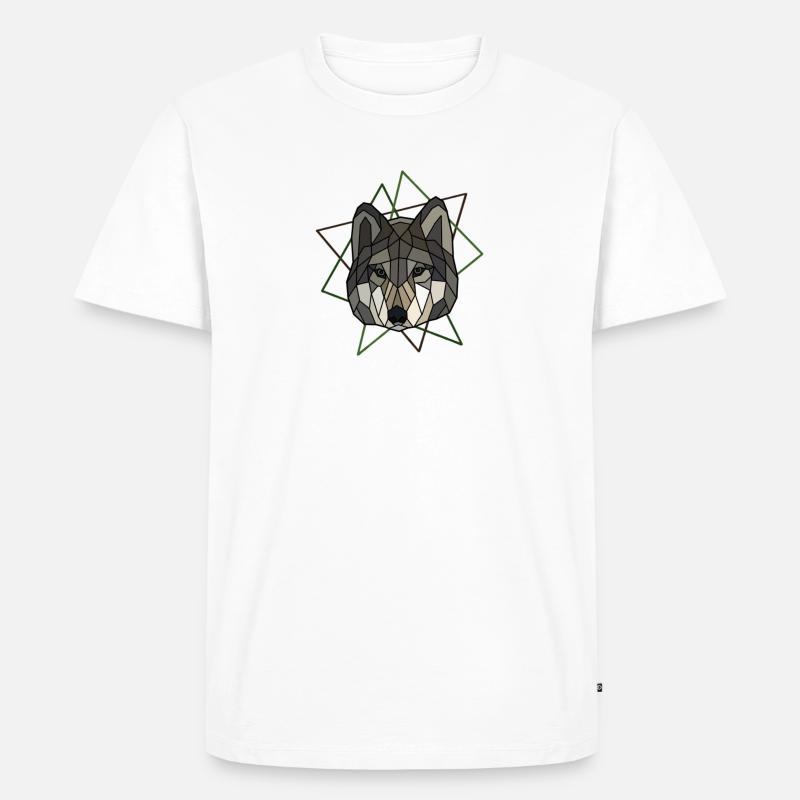 Wolf - Männer Premium Bio T-Shirt - Weiß