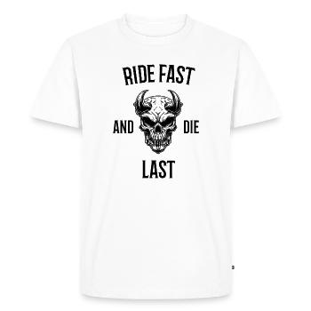 Roulez vite et mourez en dernier - T-shirt Premium bio Homme - blanc - Devant - Nico (187cm)