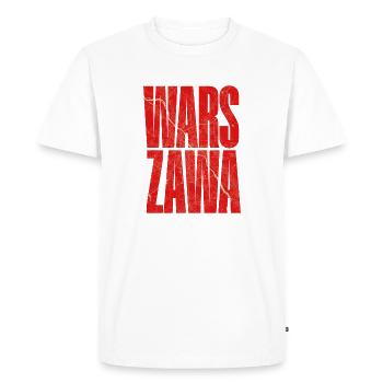 Lettrage Warszawa avec motif de plan de la ville - T-shirt Premium bio Homme - blanc - Devant - Nico (187cm)