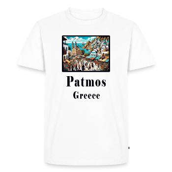 Patmos, Grèce, vacances, île, plage, Grèce - T-shirt Premium bio Homme - blanc - Devant - Nico (187cm)