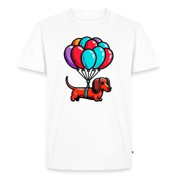 Chien teckel avec des ballons - T-shirt Premium bio Homme - blanc - Devant - Nico (187cm)