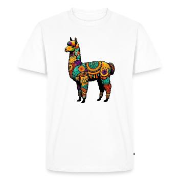 Alpaca - Men's Premium Organic T-Shirt - white - Front - Nico (187cm)
