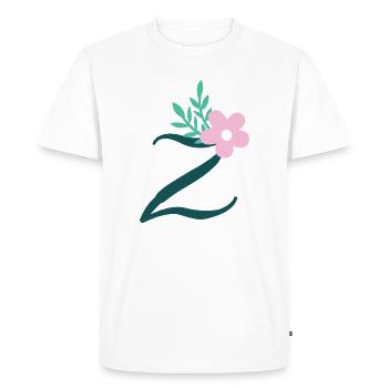 Elégante lettre 'Z' avec des fleurs - T-shirt Premium bio Homme - blanc - Devant - Nico (187cm)