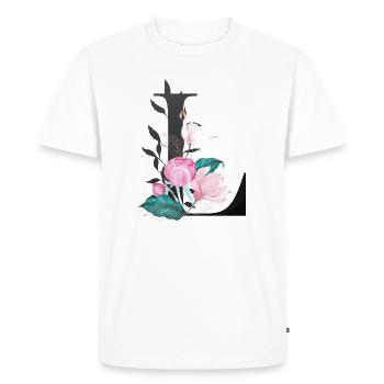 Elegant letter 'L' with flowers - Men's Premium Organic T-Shirt - white - Front - Nico (187cm)