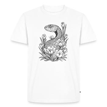 Snake with crocuses to color yourself - Men's Premium Organic T-Shirt - white - Front - Nico (187cm)
