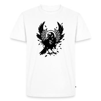 Corbeau stylisé – motif mystique noir et blanc - T-shirt Premium bio Homme - blanc - Devant - Nico (187cm)