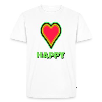 Graphique cœur VIBRANT avec encadrement néon - T-shirt Premium bio Homme - blanc - Devant - Nico (187cm)