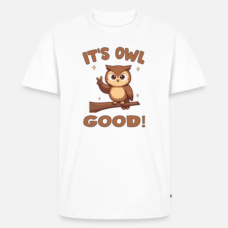 Niedliche Eule mit aufmunternder Botschaft - Männer Premium Bio T-Shirt - Weiß
