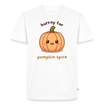 Dicton de citrouille kawaii - Vive les épices de citrouille - T-shirt Premium bio Homme - blanc - Devant - Nico (187cm)