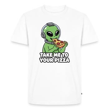 Amateur de pizza extraterrestre - T-shirt Premium bio Homme - blanc - Devant - Nico (187cm)