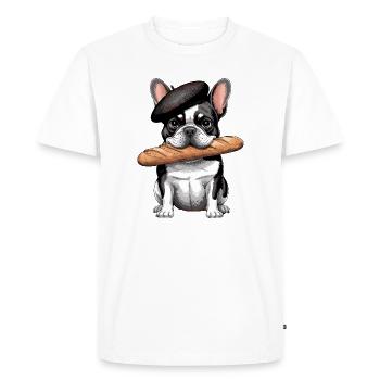 French Bulldog with Baguette - Men's Premium Organic T-Shirt - white - Front - Nico (187cm)