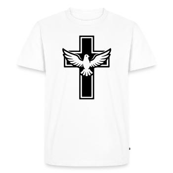 Colombe croix chrétienne - T-shirt Premium bio Homme - blanc - Devant - Nico (187cm)