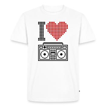 I Love Ghettoblaster – Musique Old School des années 80 - T-shirt Premium bio Homme - blanc - Devant - Nico (187cm)