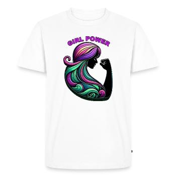Pouvoir des cheveux colorés Girl Power - T-shirt Premium bio Homme - blanc - Devant - Nico (187cm)
