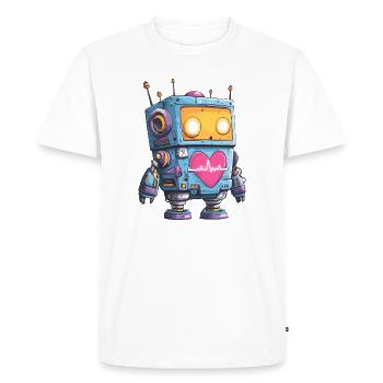 Heart Robot Neon Heart Beat - Men's Premium Organic T-Shirt - white - Front - Nico (187cm)