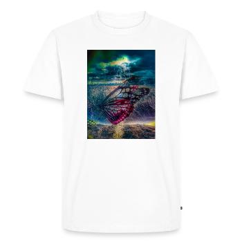 Papillon sous la Lumière de la Tempête - T-shirt Premium bio Homme - blanc - Devant - Nico (187cm)