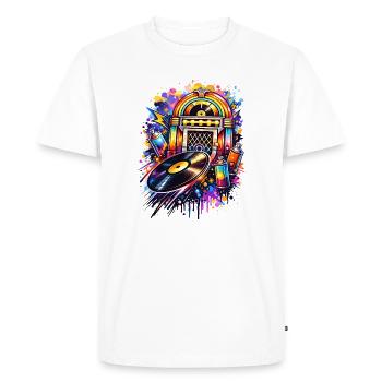 Juke-box coloré dans un style graffiti avec disque vinyle - T-shirt Premium bio Homme - blanc - Devant - Nico (187cm)