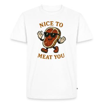 Dessin animé Nice to Meat You Steak - T-shirt Premium bio Homme - blanc - Devant - Nico (187cm)