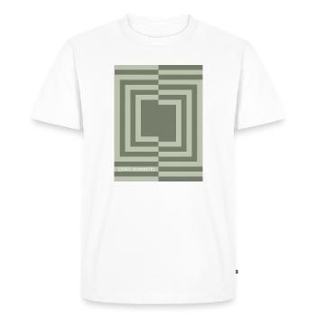 Quiet symmetry Minimal Geometric Poster - Men's Premium Organic T-Shirt - white - Front - Nico (187cm)