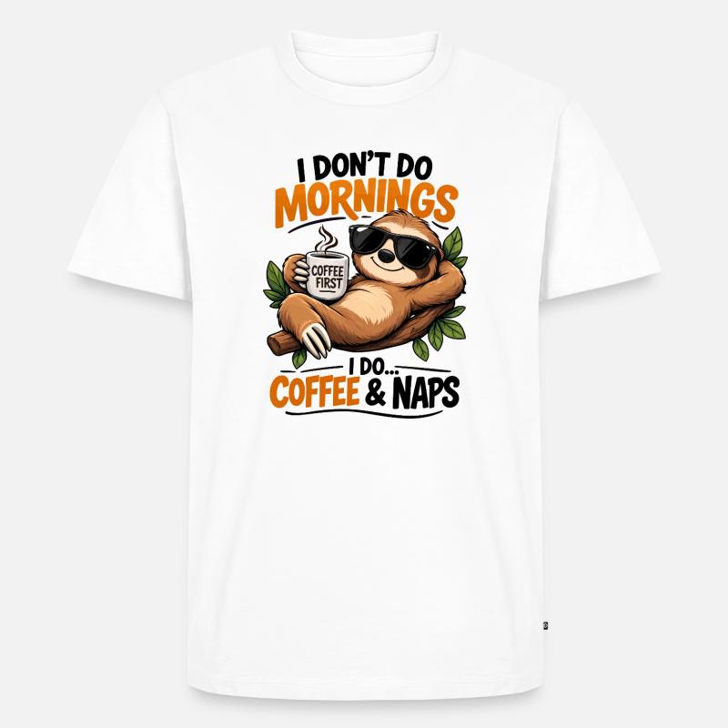 Sloth Coffee Erste Morgenstimmung - Männer Premium Bio T-Shirt - Weiß