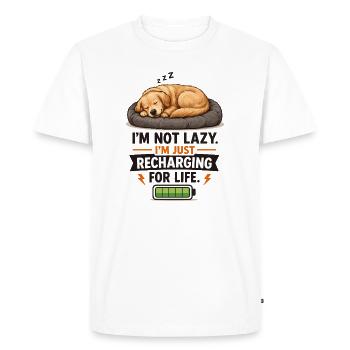 Recharge Mode: Sleepy Pup - Men's Premium Organic T-Shirt - white - Front - Nico (187cm)