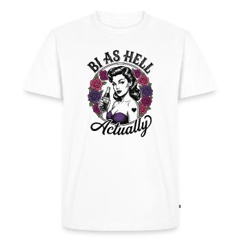 LGBTQ Pride Month - Bi As Hell Actually - Men's Premium Organic T-Shirt - white - Front - Nico (187cm)
