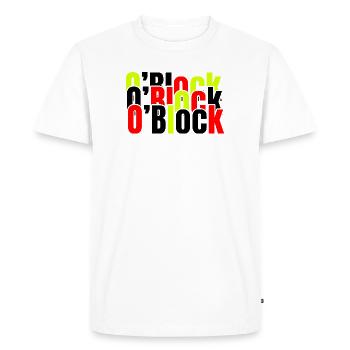 Typographie de blocs néon en rouge et citron vert - T-shirt Premium bio Homme - blanc - Devant - Nico (187cm)
