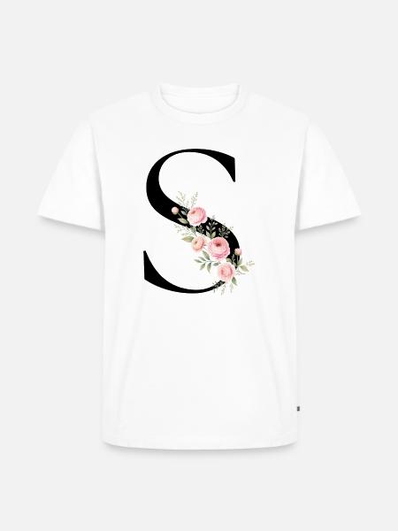 S Buchstabe Monogram Floral - Männer Premium Bio T-Shirt - Weiß