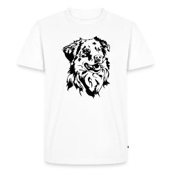 Berger australien Chiens de portrait australiens Wilsigns - T-shirt Premium bio Homme - blanc - Devant - Nico (187cm)
