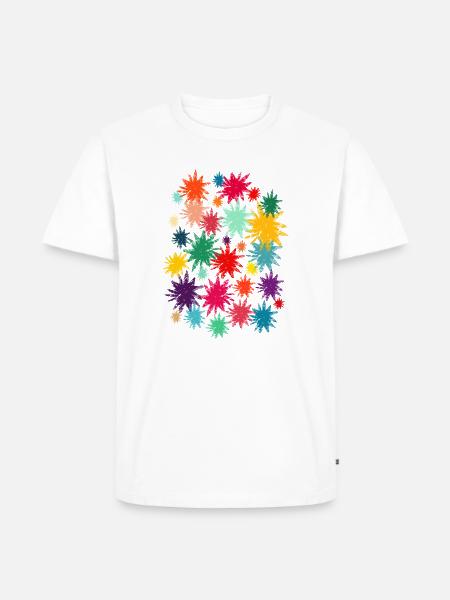 Bunte Blüten (Used) 01 - Männer Premium Bio T-Shirt - Weiß