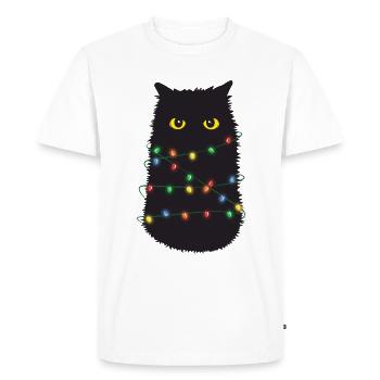 Creepy Cat Christmas Present - Men's Premium Organic T-Shirt - white - Front - Nico (187cm)