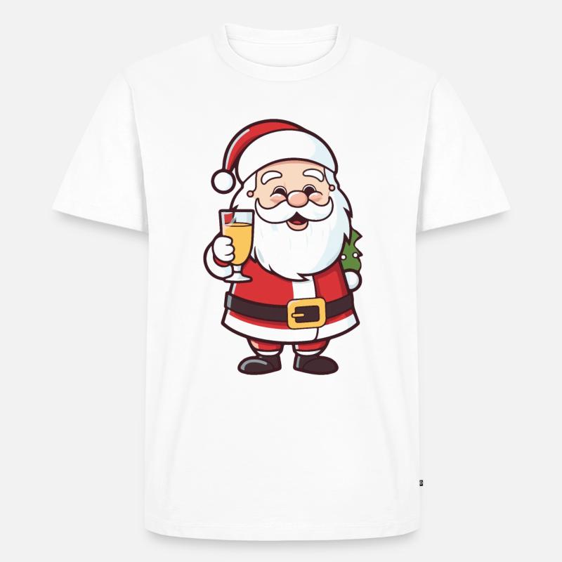 Weihnachtsmann Drinking Comic Weihnachten - Männer Premium Bio T-Shirt - Weiß