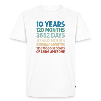 10 ans 10e anniversaire 120 mois Vintage - T-shirt Premium bio Homme - blanc - Devant - Nico (187cm)