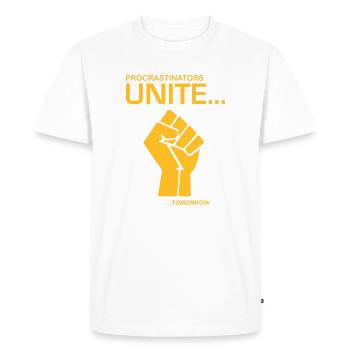 Procratinators Unite - T-shirt Premium bio Homme - blanc - Devant - Nico (187cm)