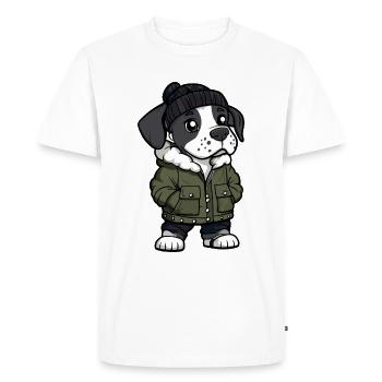 Dogue Allemand Chien Hiver - T-shirt Premium bio Homme - blanc - Devant - Nico (187cm)