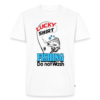 lucky shirt fishing do not wash - T-shirt Premium bio Homme - blanc - Devant - Nico (187cm)