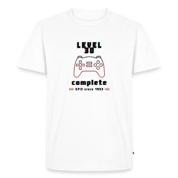 Niveau 30 complet - 30e anniversaire Devise Gaming - T-shirt Premium bio Homme - blanc - Devant - Nico (187cm)