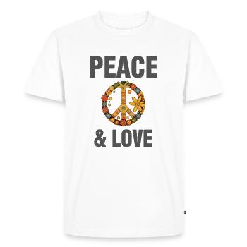Peace Sign - Peace & Love 2 - Men's Premium Organic T-Shirt - white - Front - Nico (187cm)