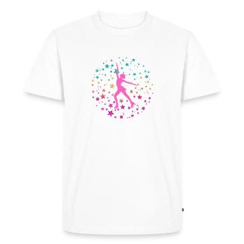Patineuse artistique princesse de glace avec étoiles scintillantes - T-shirt Premium bio Homme - blanc - Devant - Nico (187cm)