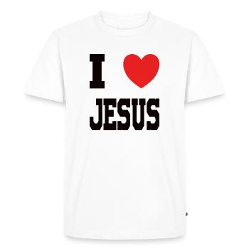 J’aime Jésus Cœur - T-shirt Premium bio Homme - blanc - Devant - Nico (187cm)