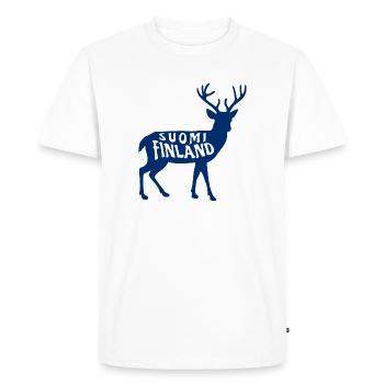 Suomi Finlande Cerf - T-shirt Premium bio Homme - blanc - Devant - Nico (187cm)