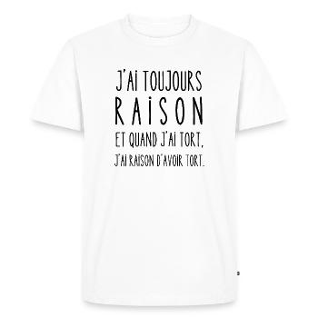 raison d'avoir tort - T-shirt Premium bio Homme - blanc - Devant - Nico (187cm)