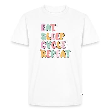 Coloré Manger Dormir Cycle Répéter Vélo - Cycliste - T-shirt Premium bio Homme - blanc - Devant - Nico (187cm)