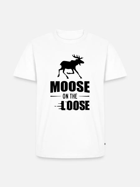 Moose On The Loose - Männer Premium Bio T-Shirt - Weiß